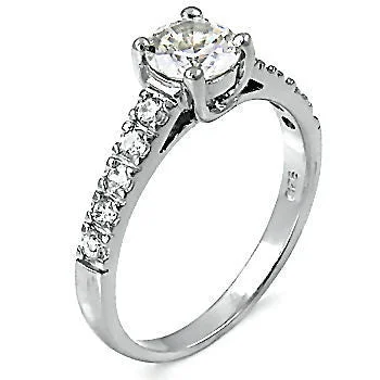 Tidal ripple ring-Jasmine: 1.6ct Russian Ice on Fire CZ Bridal Engagement Band Ring