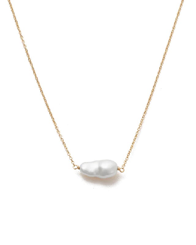 Smooth pebble necklace-LA SIRENE PEARL NECKLACE (18K GOLD PLATED)