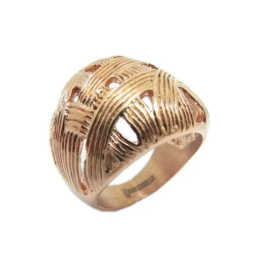 Shimmer spark ring-Ladies 18 Kt Rose Gold Plated Knit Ring