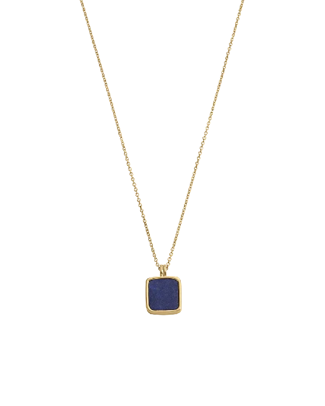 Raw gem necklace-LAPIS PENDANT NECKLACE (18K GOLD VERMEIL)