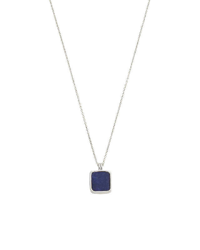 Nonagon stone necklace-LAPIS PENDANT NECKLACE (STERLING SILVER)