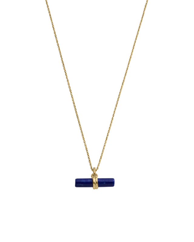 Etched bar necklace-LAPIS T-BAR NECKLACE (18K GOLD VERMEIL)