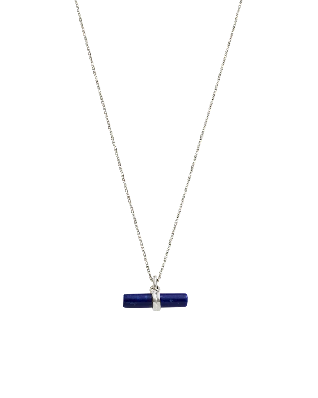 Carved ridge necklace-LAPIS T-BAR NECKLACE (STERLING SILVER)