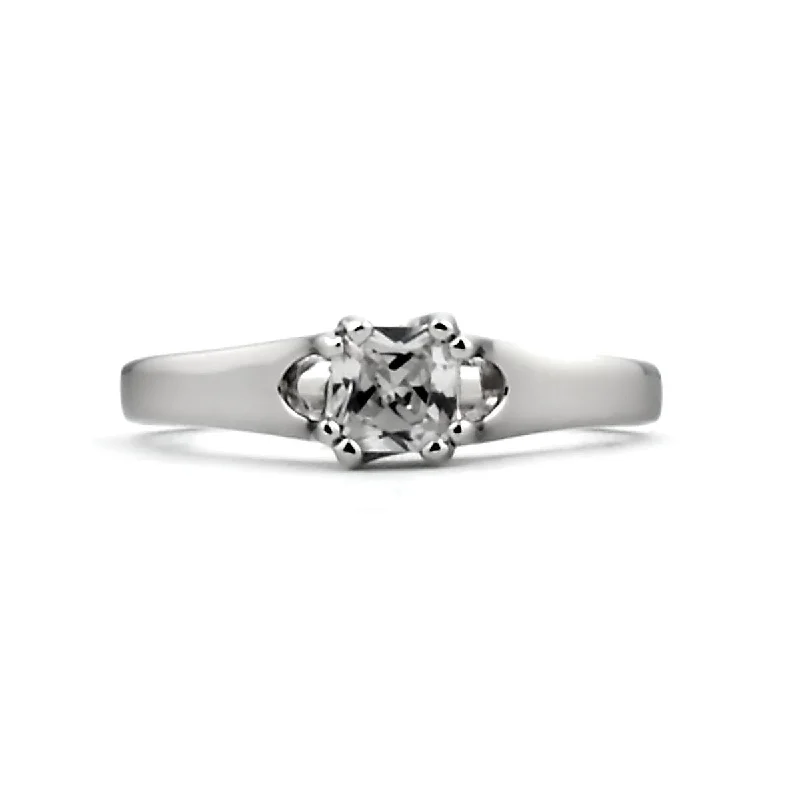 Cotton twist ring-Lela: .55c Russian Ice Diamond CZ Double Prong Promise Engagement Ring