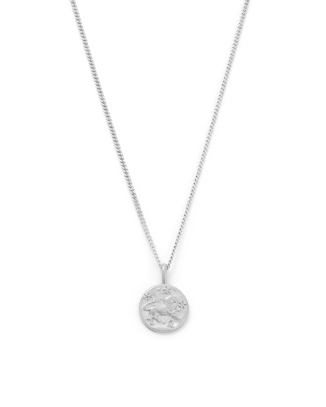 Sepia quartz necklace-LEO PETITE ZODIAC NECKLACE (STERLING SILVER)