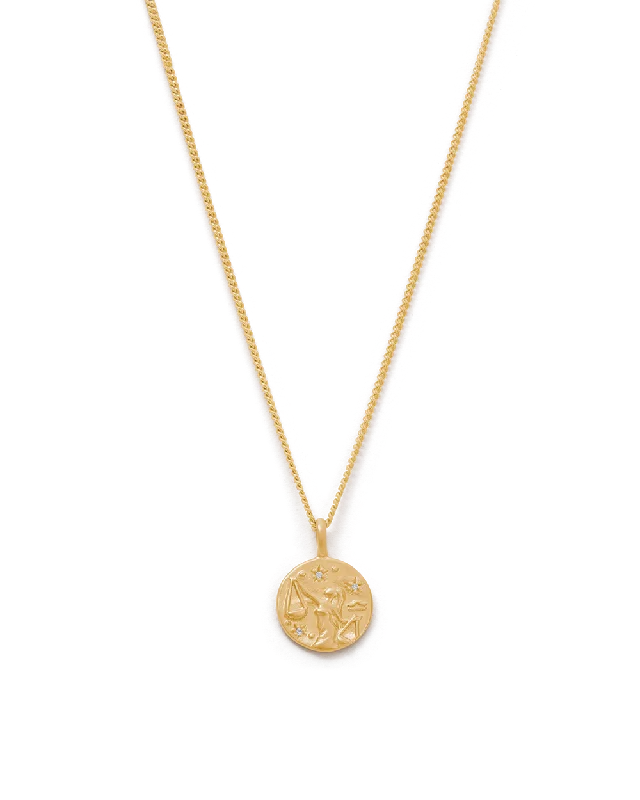 Pine sprig necklace-LIBRA PETITE ZODIAC NECKLACE (18K GOLD VERMEIL)