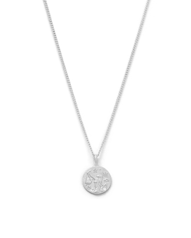 Clam shell necklace-LIBRA PETITE ZODIAC NECKLACE (STERLING SILVER)