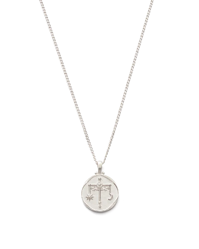 Rose flower necklace-LIBRA ZODIAC NECKLACE (STERLING SILVER)