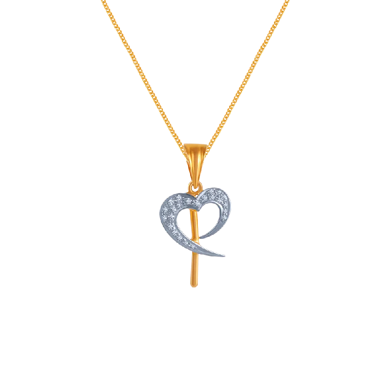 Smooth edge necklace-Love Stuck Diamond Pendant