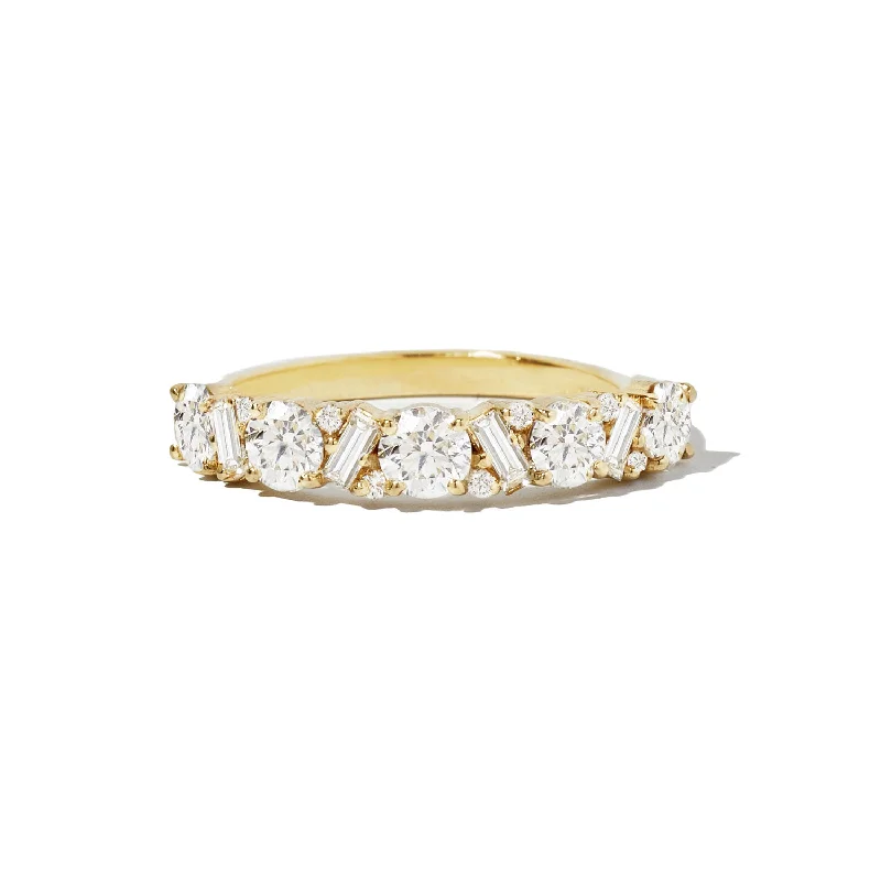 Tarragon leaf ring-Luxe Diamond Mosaic Confetti Band