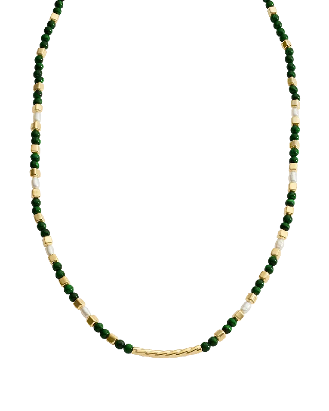 Summit ridge necklace-MALACITE BEADED NECKLACE (18K GOLD PLATED)