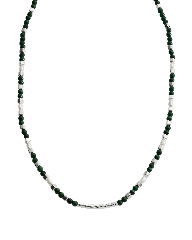 Outer gem necklace-MALACITE BEADED NECKLACE (STERLING SILVER)