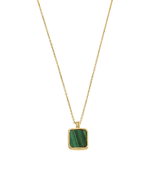 Twin stone necklace-MALACITE PENDANT NECKLACE (18K GOLD VERMEIL)