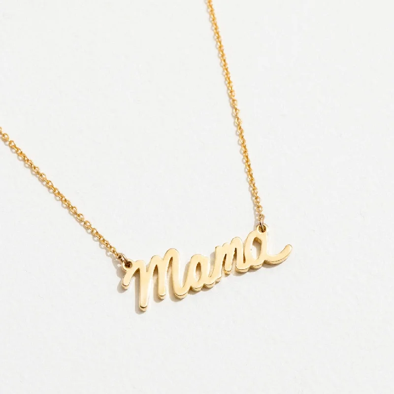 Frayed edge necklace-Mama Script Necklace