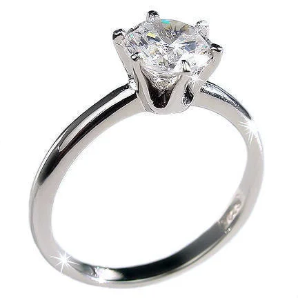 Twin stone ring-Marissa: Classic 1.25ct Ice on Fire CZ Solitaire Engagement Band Ring