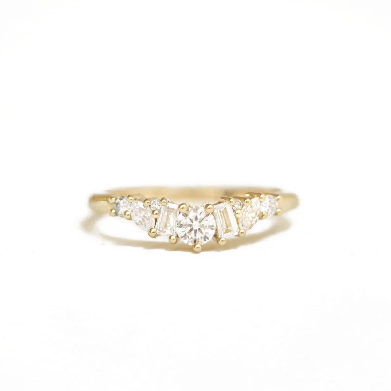 Morning haze ring-Marquise & Baguette Diamond Mosaic Contour Band