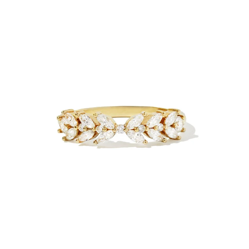 Cotton twist ring-Marquise & Round Lily Diamond Mosaic Band