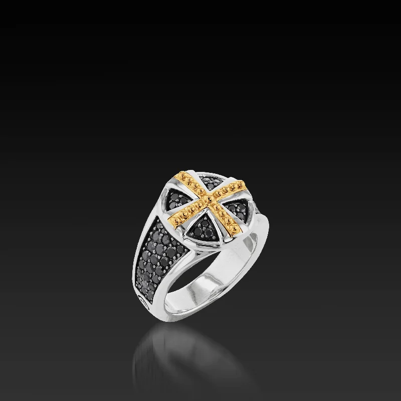 Coiled sprig ring-Matrix Black Diamond Cross Ring