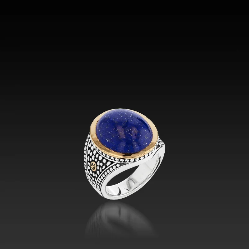 Seven-knot ring-Matrix Lapis Signet Ring