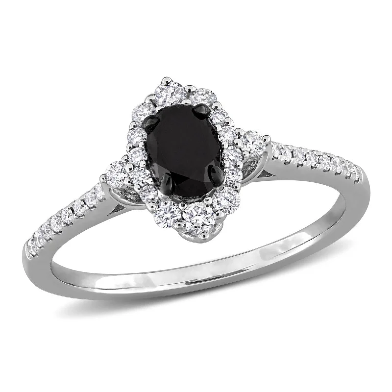 Celtic twist ring-Miadora 3/4ct TW Black White Diamond Engagement Ring in 14k White Gold