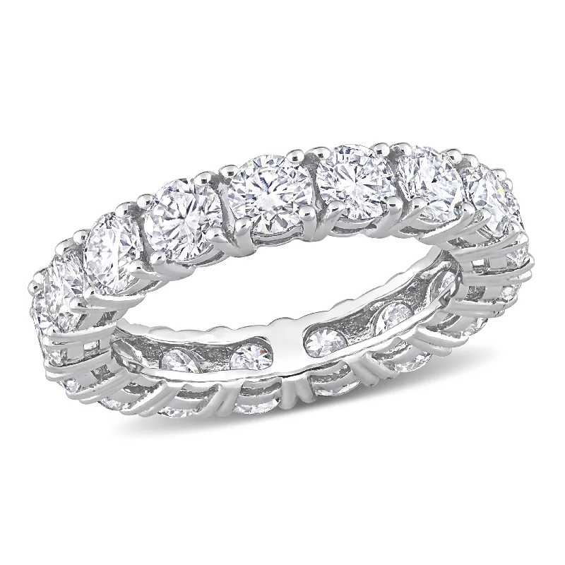 Overlaid layer ring-Miadora 3 7/8ct TGW Created Moissanite Full-Eternity Band Ring in 10k White Gold