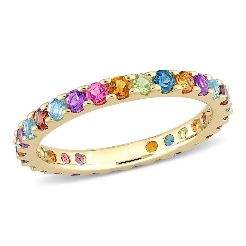 Outer gem ring-Mimi & Max 1 1/10ct TGW Multi-Color Gemstone Eternity Ring in 10k Yellow Gold