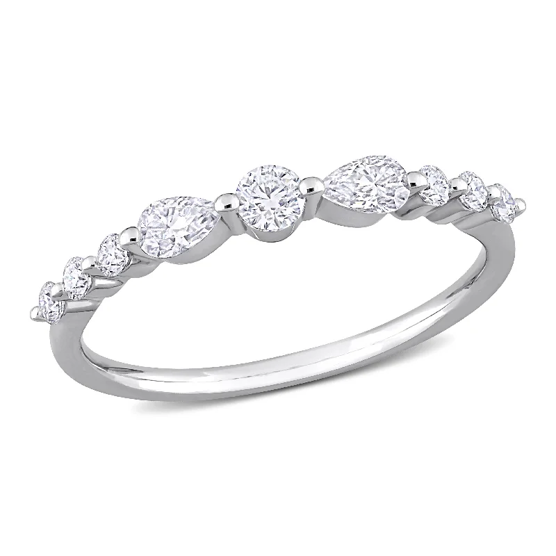 Faint shade ring-Mimi & Max 1/2ct DEW Created Moissanite Semi-Eternity Ring in Sterling Silver