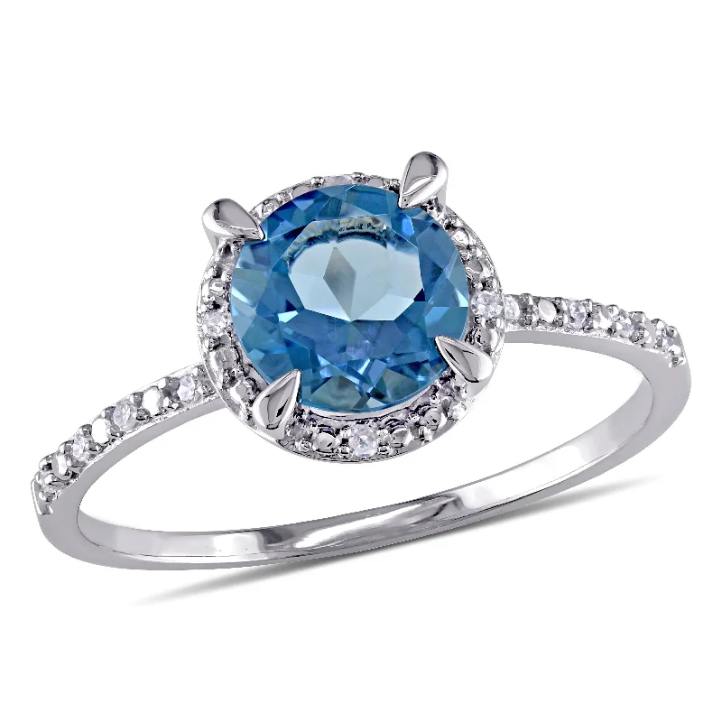 Rye stalk ring-Mimi & Max 1 3/5ct TGW London-Blue Topaz Halo Ring with Diamond Accents in 10k White Gold