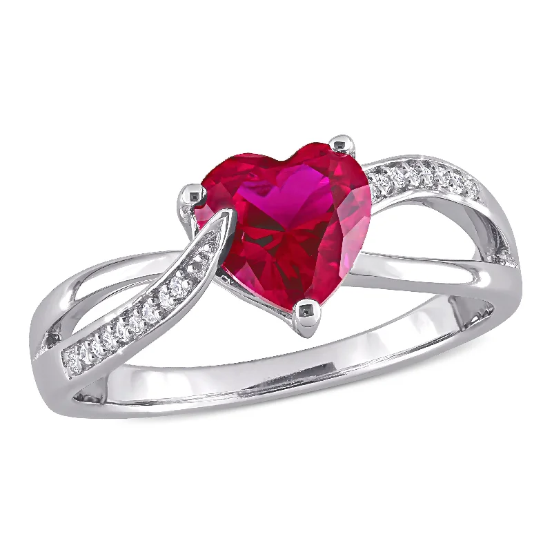 Apex gem ring-Mimi & Max 1 5/8ct TGW Created Ruby and Diamond Heart Crossover Ring in Sterling Silver