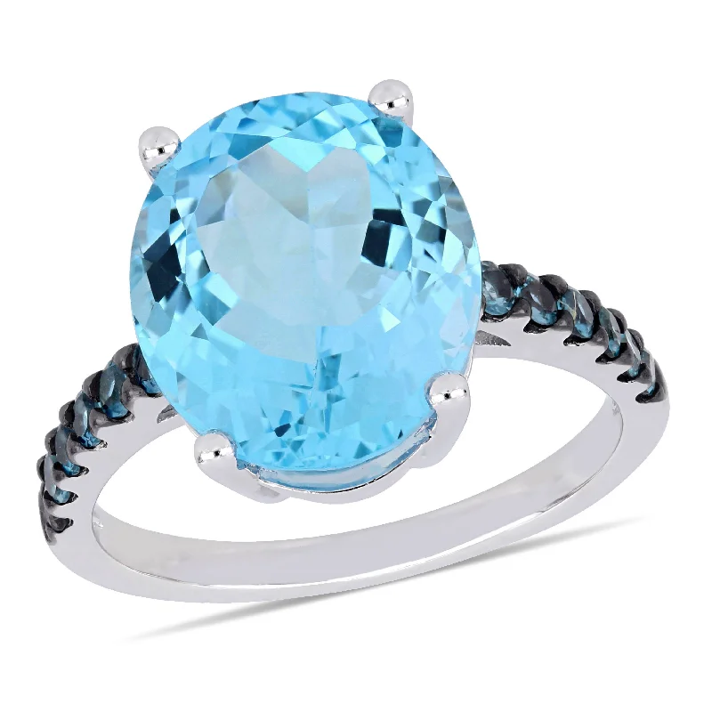 Granite grit ring-Mimi & Max 10 1/5ct TGW Oval-Cut London Blue Topaz & Sky Blue Topaz Ring in Sterling Silver