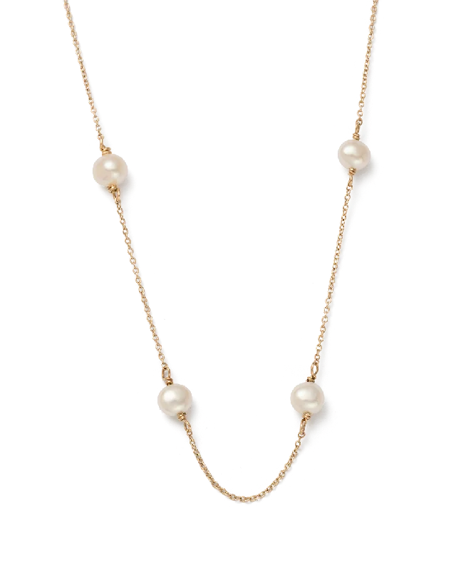 Twisted metal necklace-MOON TIDE PEARL NECKLACE (9K GOLD)