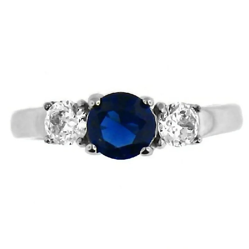 Pocked edge ring-Olina: 1.25c 3 Stone created Sapphire 316 Steel Engagement Ring