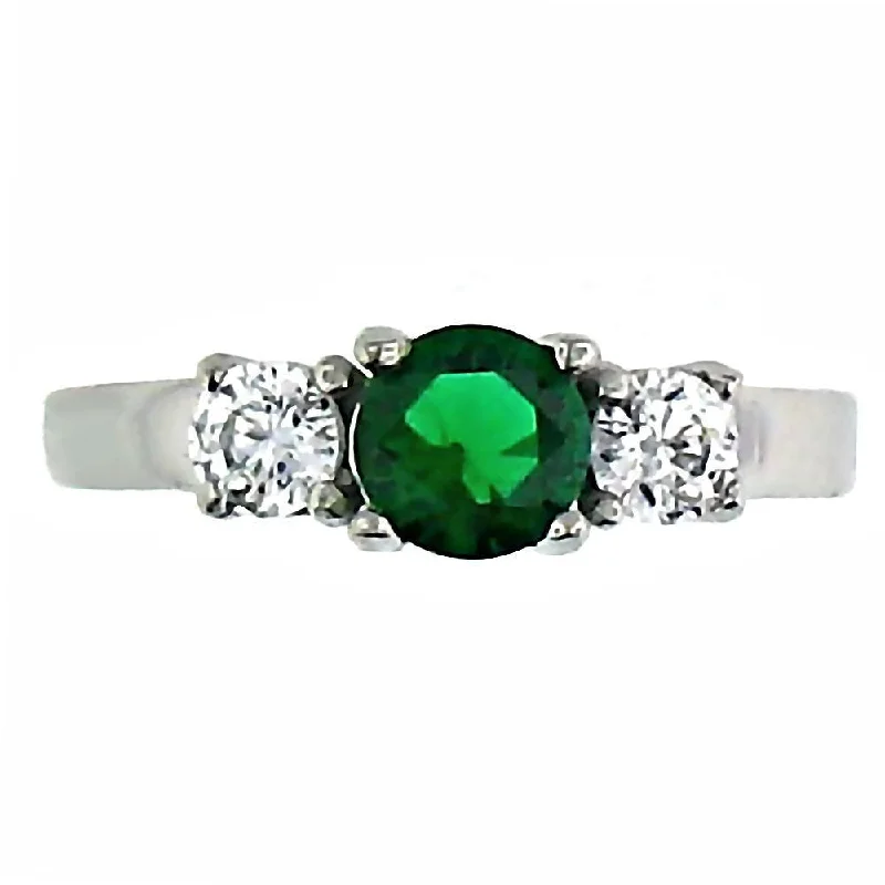 Steel band ring-Olisa: 1.25ct 3 Stone Emerald Ice CZ 316 Steel Engagement Ring