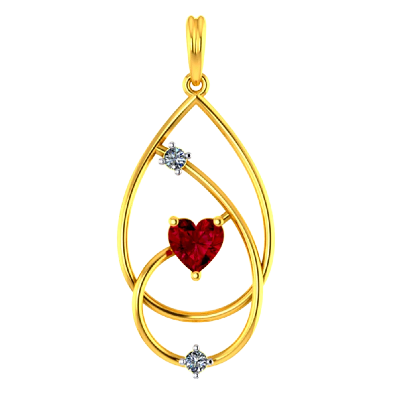 Tiered stone necklace-Oval Shaped Diamond Studded 18k Diamond Pendant With A Mini Heart