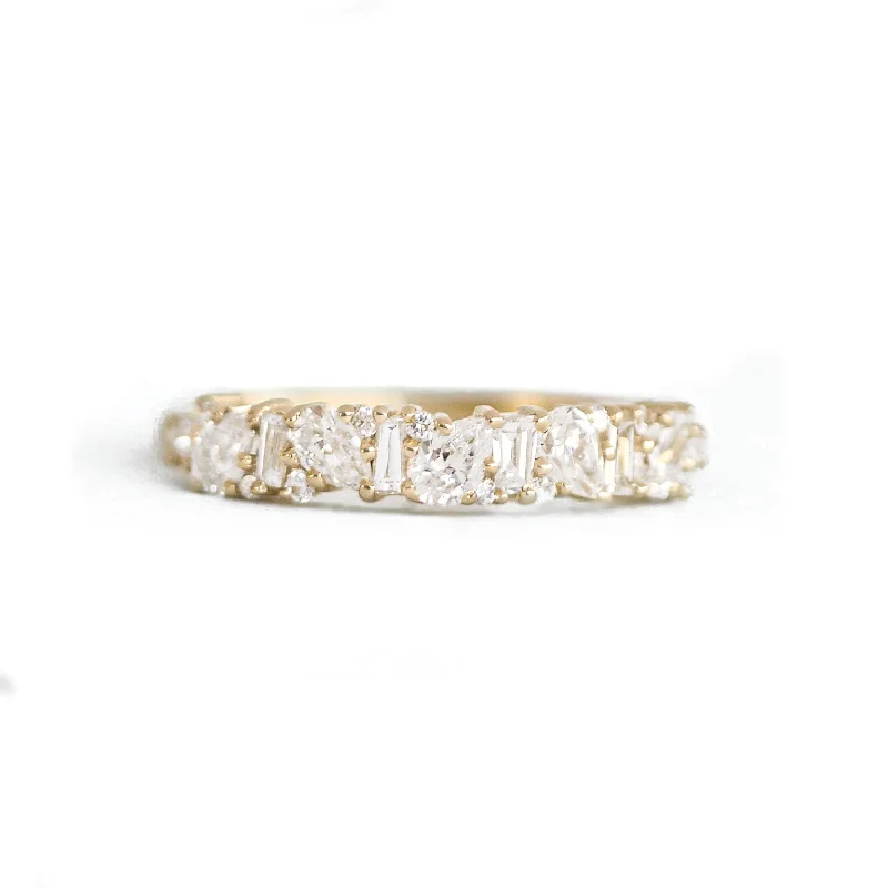 Oak sprig ring-Pear & Baguette Party Diamond Mosaic Band