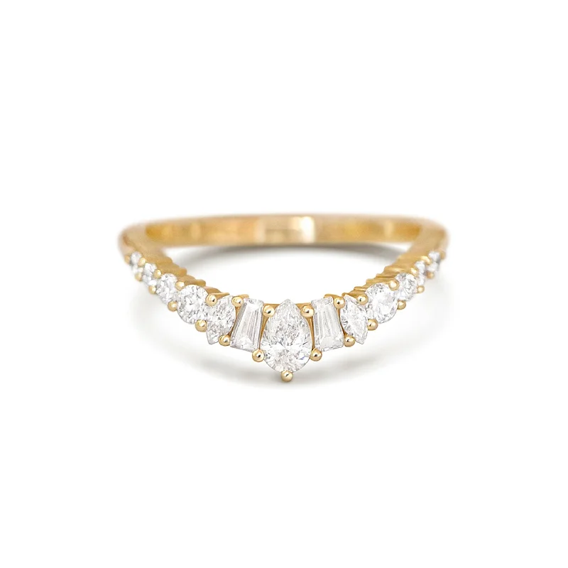 Quartz fleck ring-Pear Confetti Contour Band