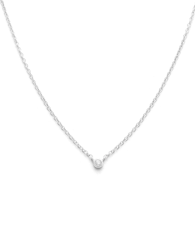 Worn patina necklace-PETITE DIAMOND NECKLACE (STERLING SILVER)