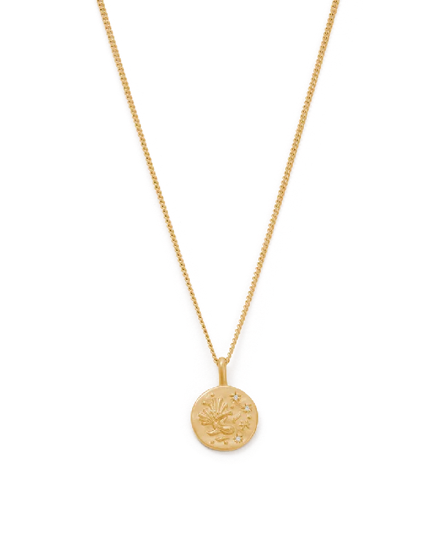 Stamped pattern necklace-PISCES PETITE ZODIAC NECKLACE (18K GOLD VERMEIL)