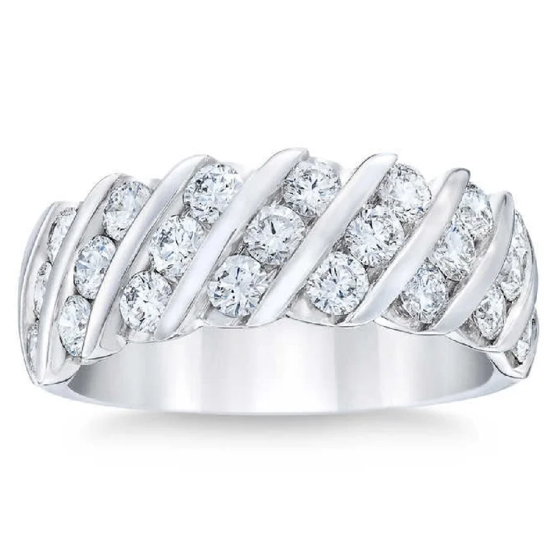 Orbit swirl ring-Platinum 1 1/2ct Diamond Wedding Multi-Row Anniversary