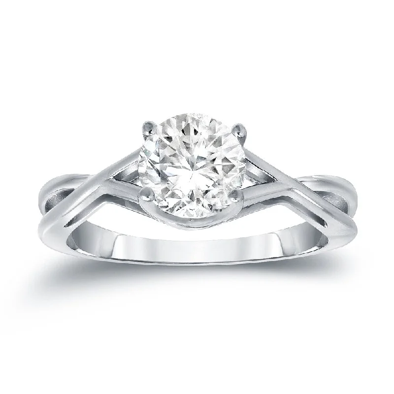 Muted tint ring-Platinum Round 1 1/4ct TDW Diamond Solitaire Engagement Ring by Auriya