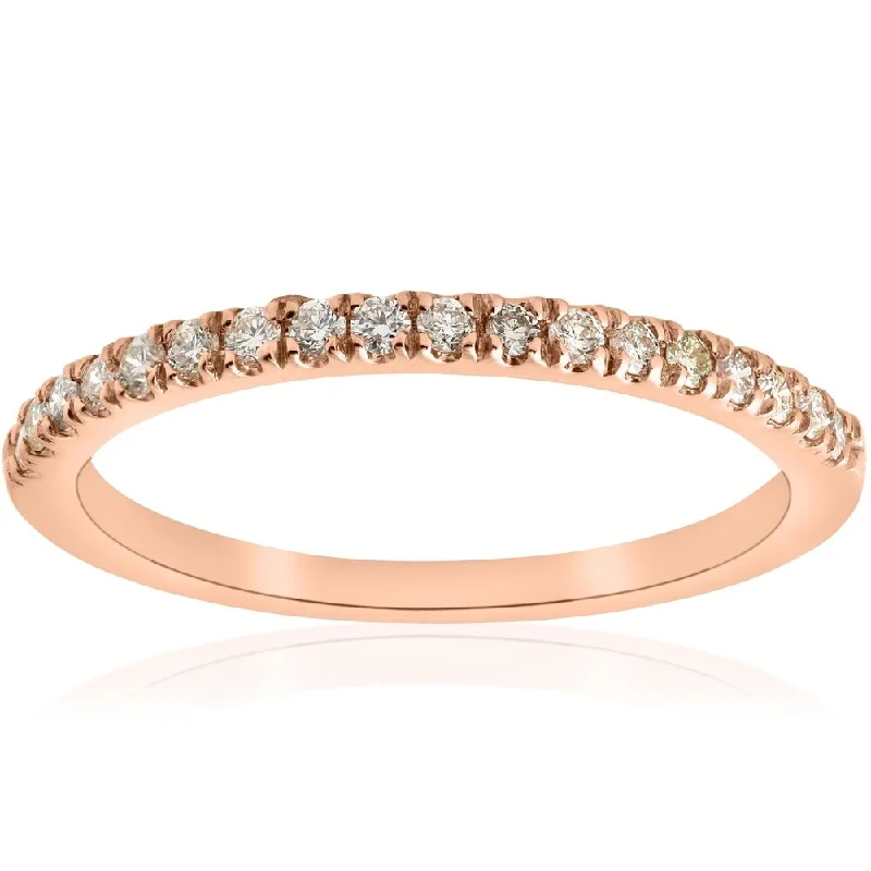 Slotted vent ring-Pompeii3 10k Rose Gold 1/4 ct TDW Diamond Stackable Wedding Anniversary Ring (I-J,I2-I3) - White I-J - White I-J