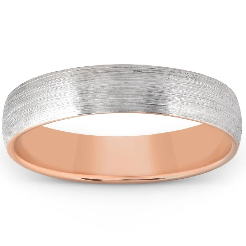 Old cast ring-Pompeii3 10k Rose Gold Brushed Two Tone Mens Wedding Band