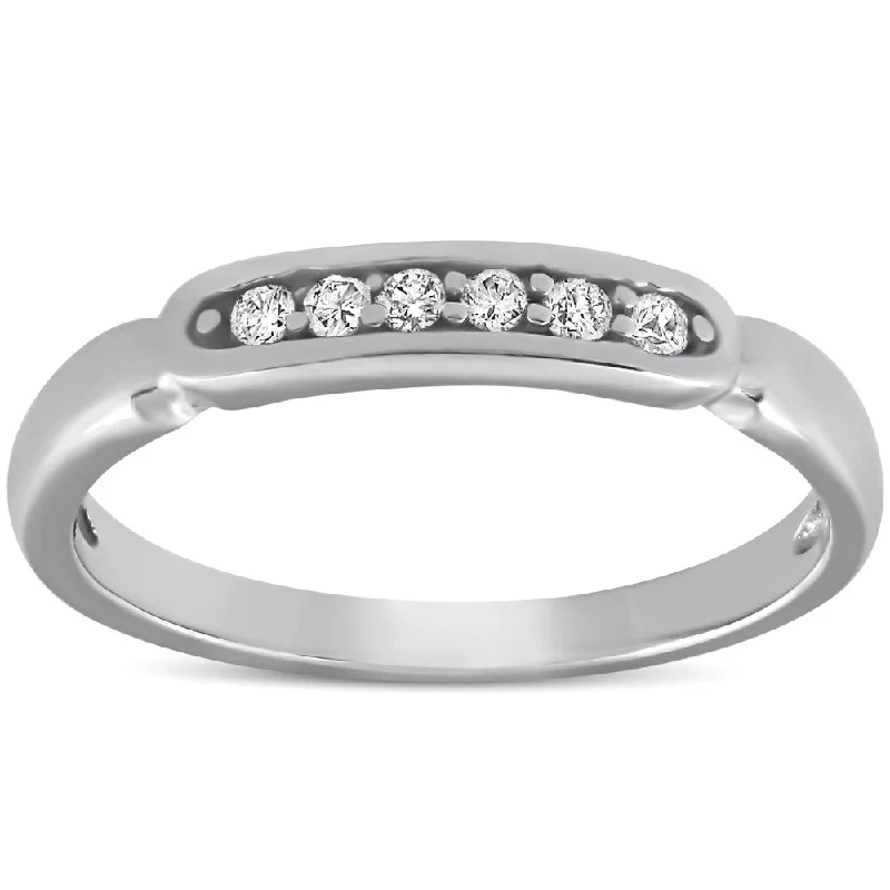 Toasted timber ring-Pompeii3 10k White Gold 1/10 Ct TDW Diamond Stackable Wedding Ring Womens Anniversary Band