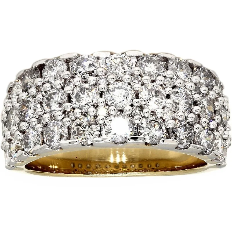 Mystic glow ring-Pompeii3 10k Yellow Gold 2.90Ct. TDW Diamond Band Womens Wide Pave Anniversary Ring