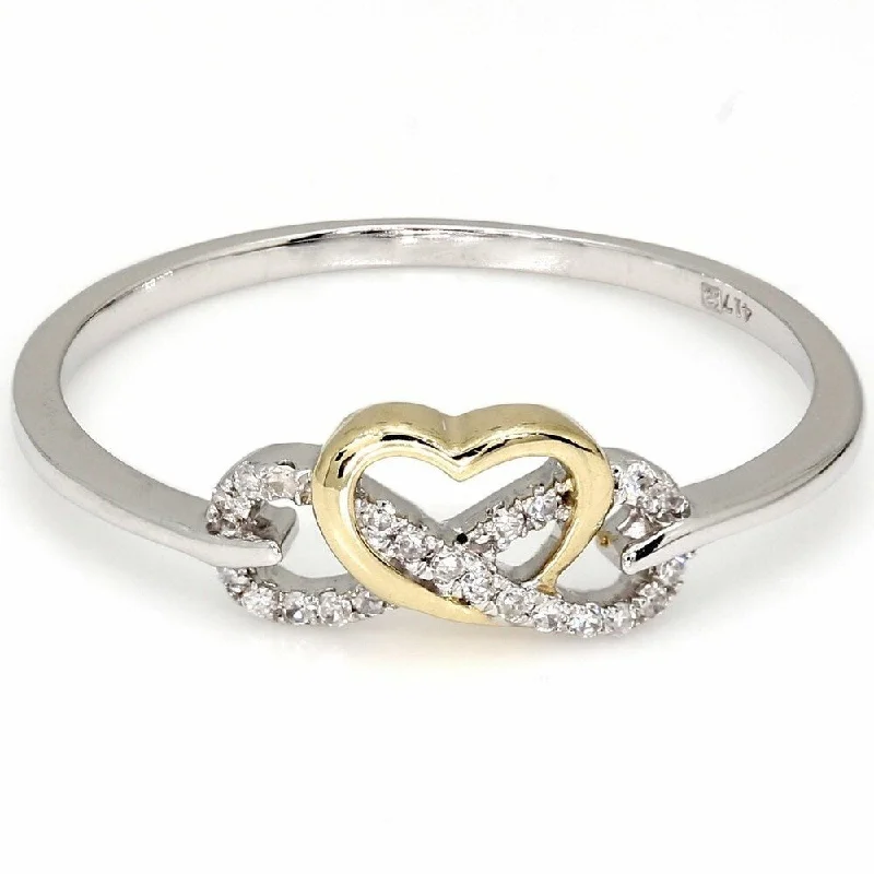 Tiered stone ring-Pompeii3 10k Yellow & White Gold 0.6CT TDW Heart Shape Infinity Ring