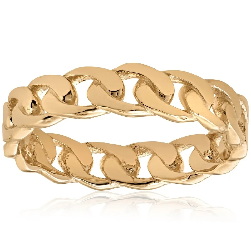 Minoan band ring-Pompeii3 14k Yellow Gold Mens Hand Braided Curb Linked Wedding Band Wedding Ring