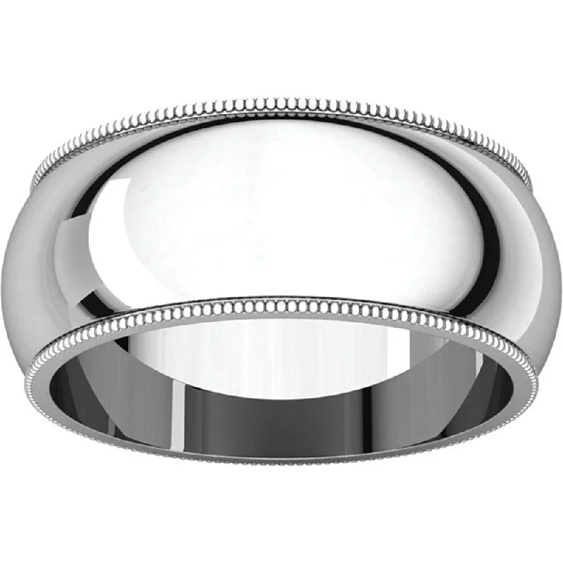 Faint shade ring-Pompeii3 Platinum 10mm Wide Mens High Polished Milgrain Wedding Band