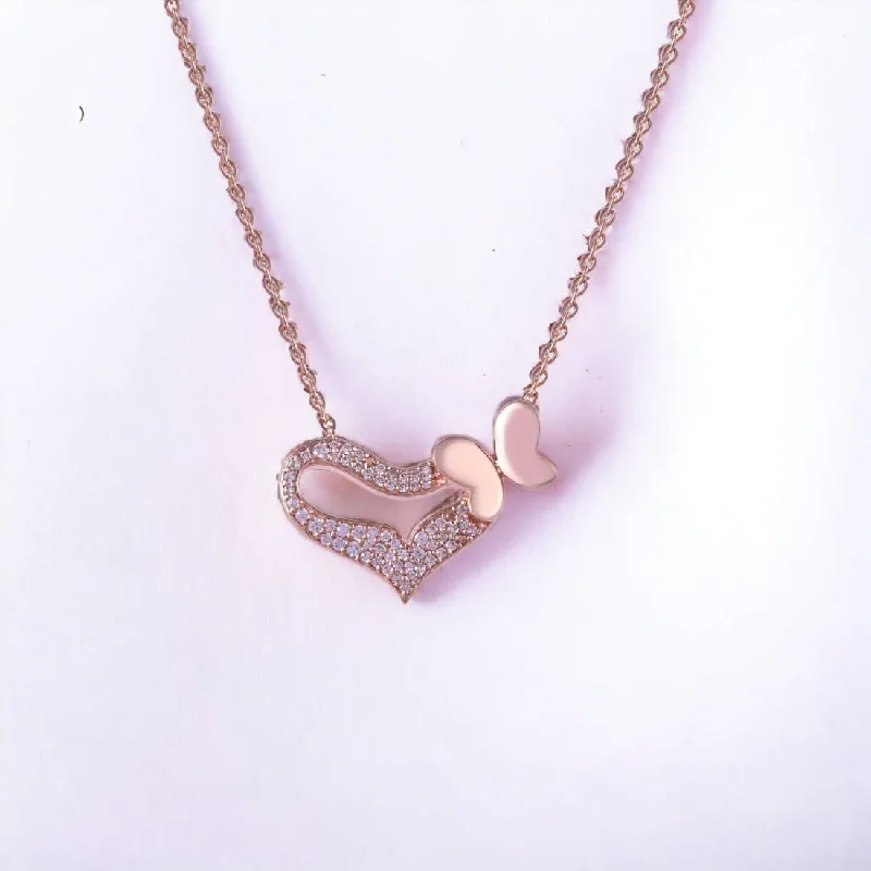 Summit ridge necklace-Rose-Gold Wings & Heart Necklace For Women & Girls