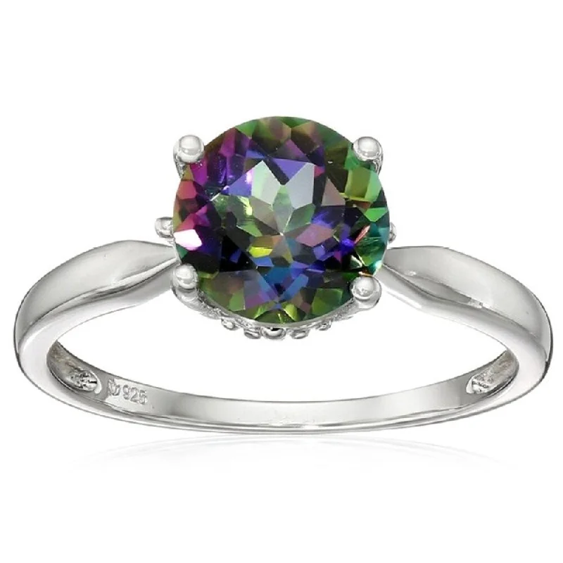 Toasted timber ring-Rhodium Over Sterling Silver Mystic Topaz Ring - Green