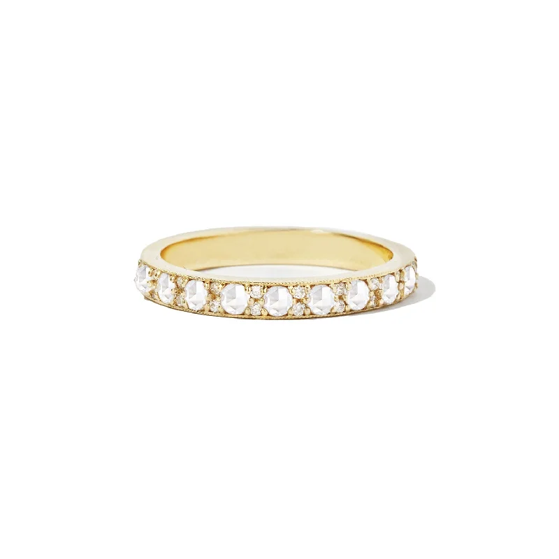 Rye stalk ring-Rose Cut & Round Milgrain Diamond Mosaic Ring